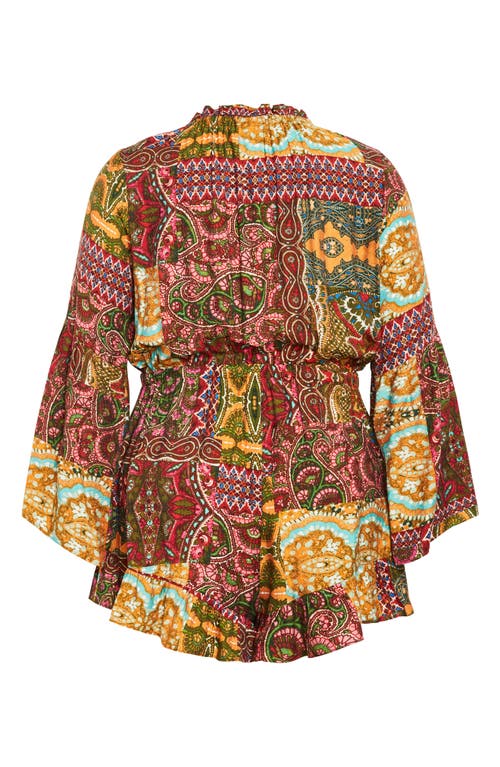 Shop City Chic Erica Long Sleeve Romper In Kaleidoscope