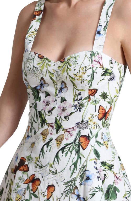 Shop Avec Les Filles Botanical Fit & Flare Midi Dress In Butterfly Floral