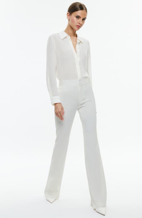 Shop Alice And Olivia Alice + Olivia Andrew Slim Bootcut Pants In Off White