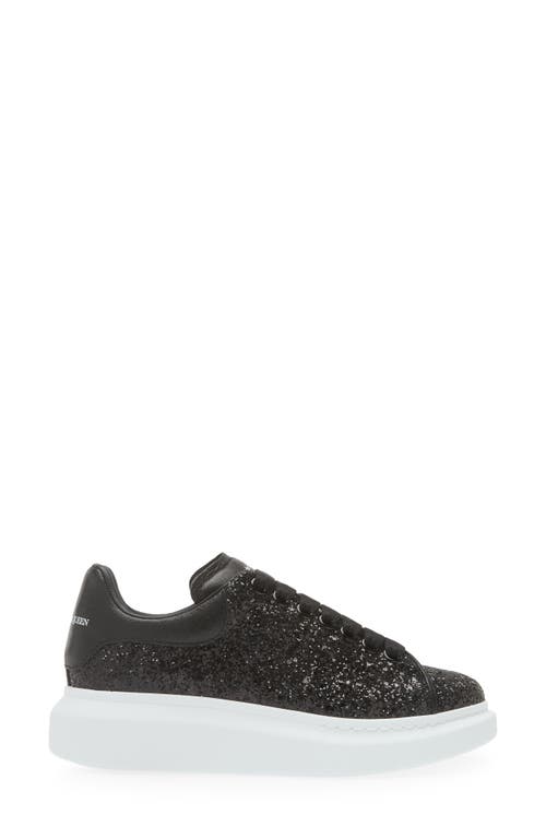 Shop Alexander Mcqueen Oversize Glitter Platform Sneaker In Black/black