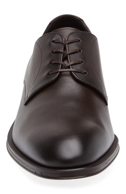 Hugo Boss Derby Shoes In Smooth And Printed Leather In Dark Brown