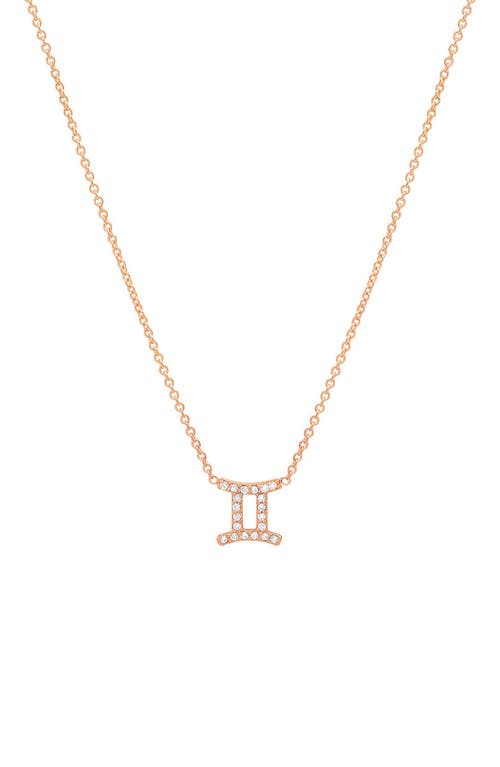 Diamond Zodiac Pendant Necklace in 14K Rose Gold - Gemini