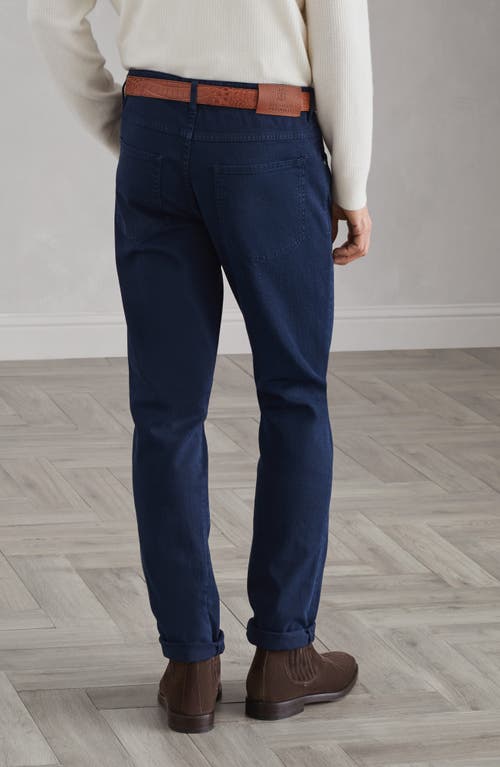 Shop Brunello Cucinelli Garment-dyed Trousers In Night