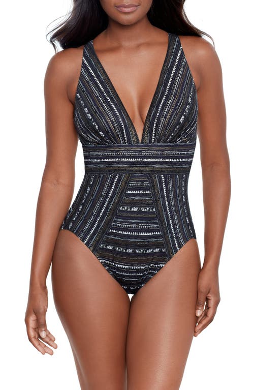 Miraclesuit Cypher Odyssey One-Piece Swimsuit in Black/Multi at Nordstrom, Size 10