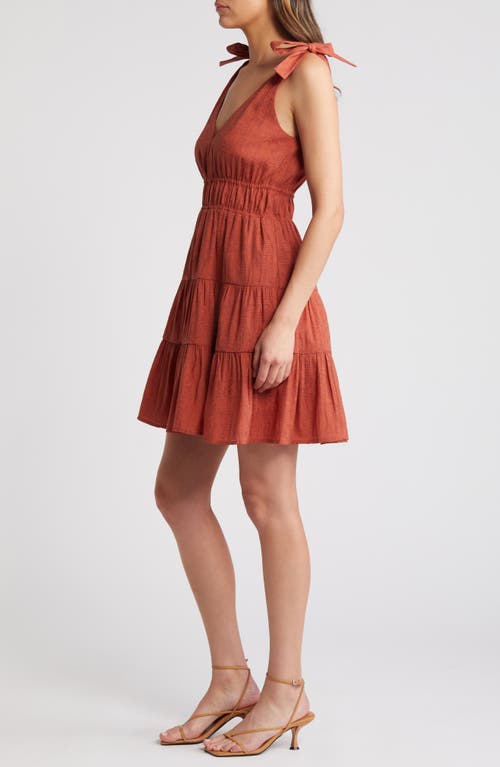 Shop Chelsea28 Tiered Tie Strap Minidress In Rust Clay