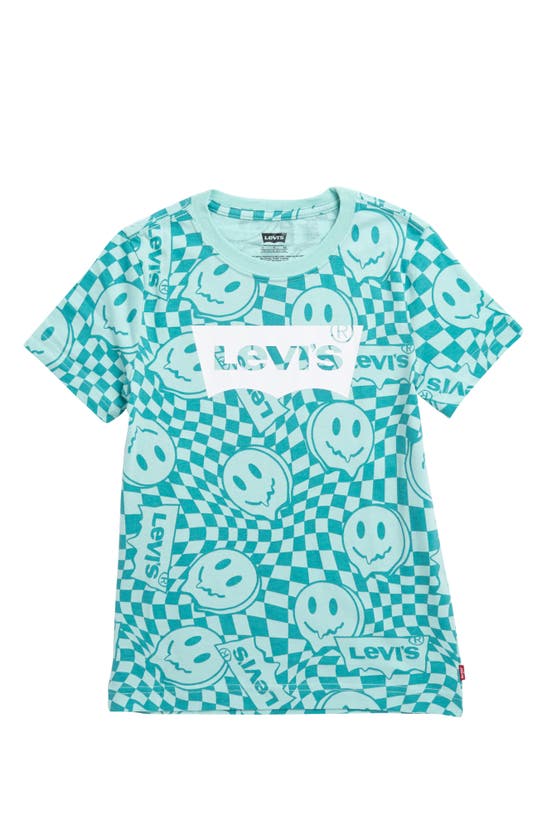 Levi's® Kids' Graphic Print Crew Tee In Pastel Turquoise