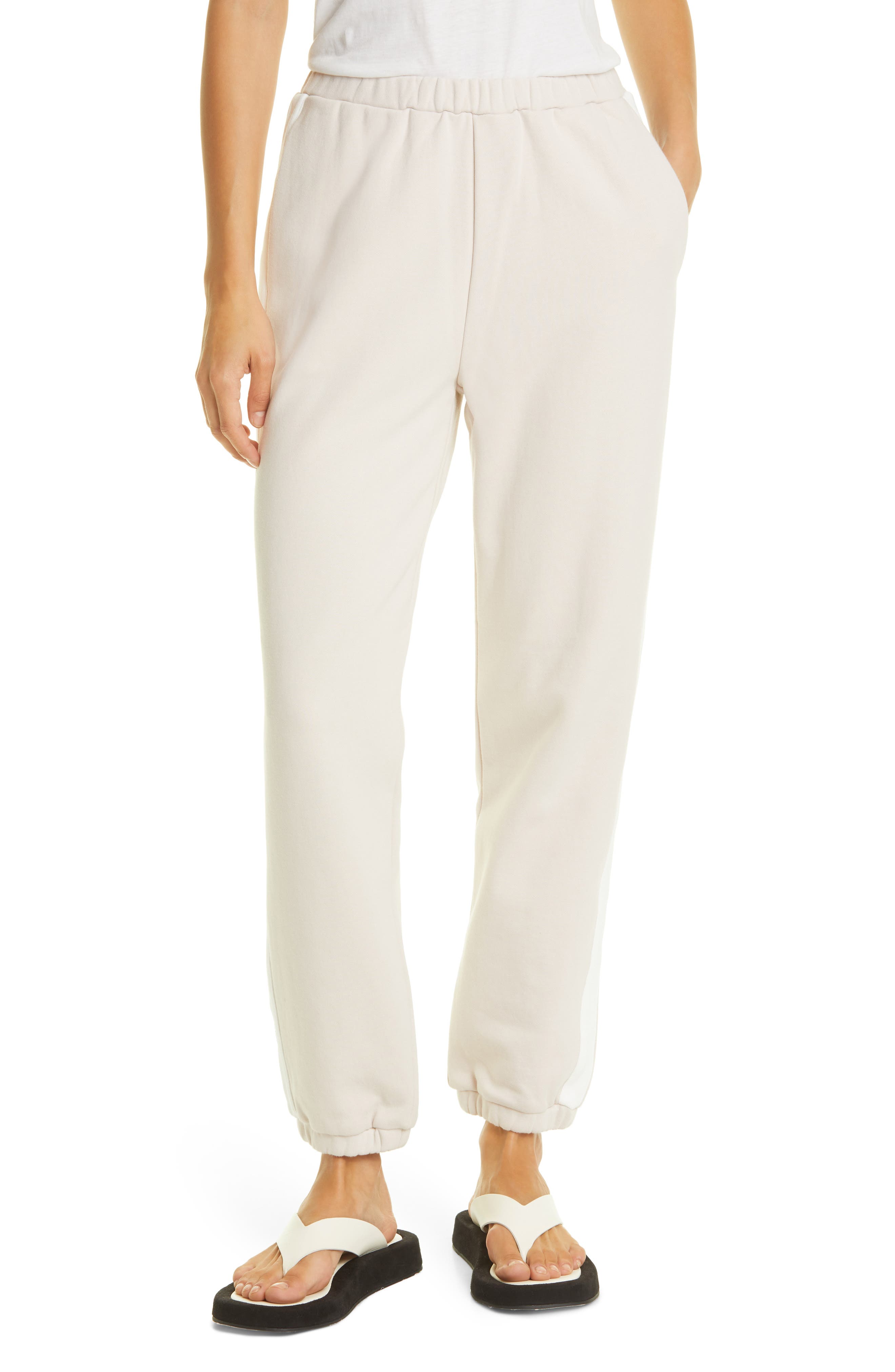 STAUD Cambrie Cotton Joggers in Crystal Grey/White at Nordstrom, Size X-Small