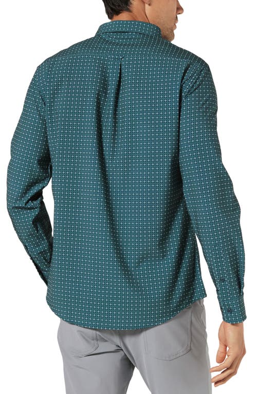 Shop 7 Diamonds Emerie Geometric Print Performance Button-up Shirt In Teal