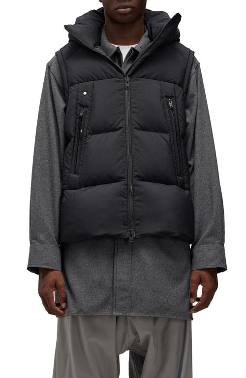 Shop Y-3 Hooded Insulated Down Puffer Vest In Black