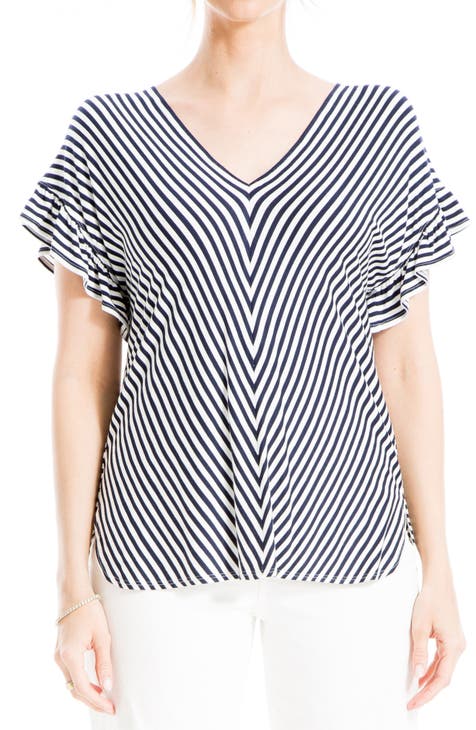 Stripe Flutter Sleeve T-Shirt