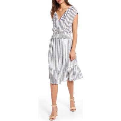 Rails Ashlyn Stripe Linen Blend Dress, Blue