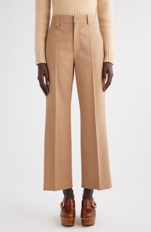 Shop Chloé High Waist Wide Leg Wool Trousers In Coconut Brown