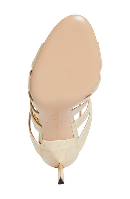 Tom Ford Croco Caged Stiletto Slingback Sandals In Ivory