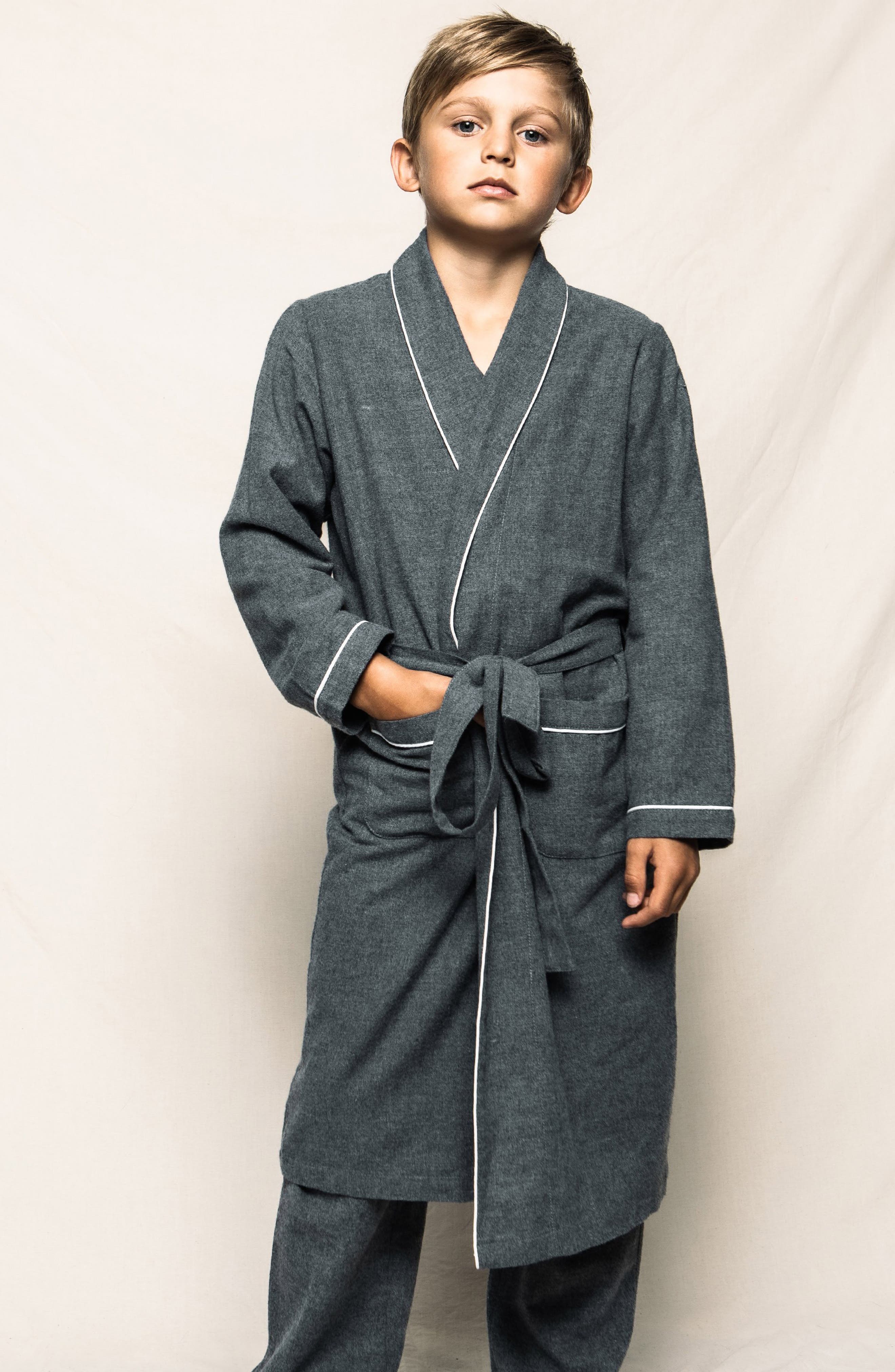 Kids Gray Flannel Robe in Grey at Nordstrom Nordstrom Clothing Loungewear Bathrobes 