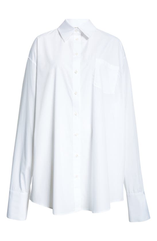 Shop Peter Do Contrast Stripe Cotton Button-up Shirt In White