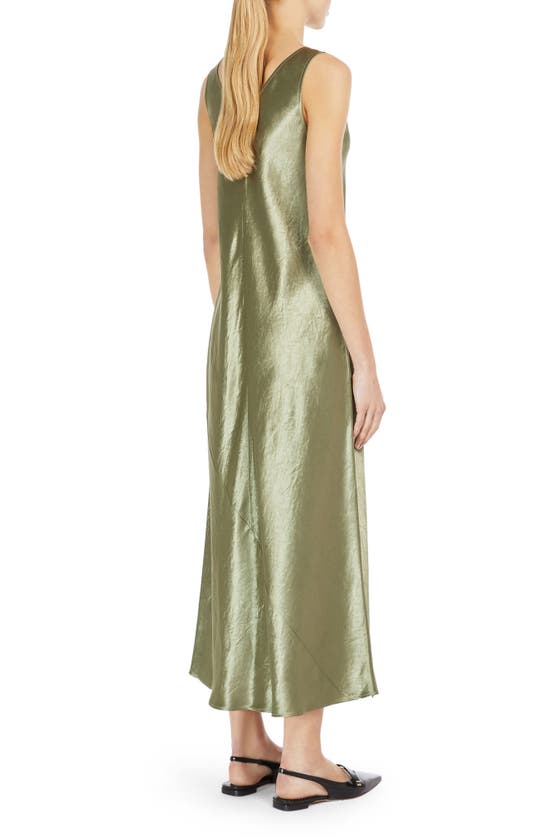 Shop Max Mara Leisure Talete Sleeveless Crinkle Satin Dress In Pastel Green