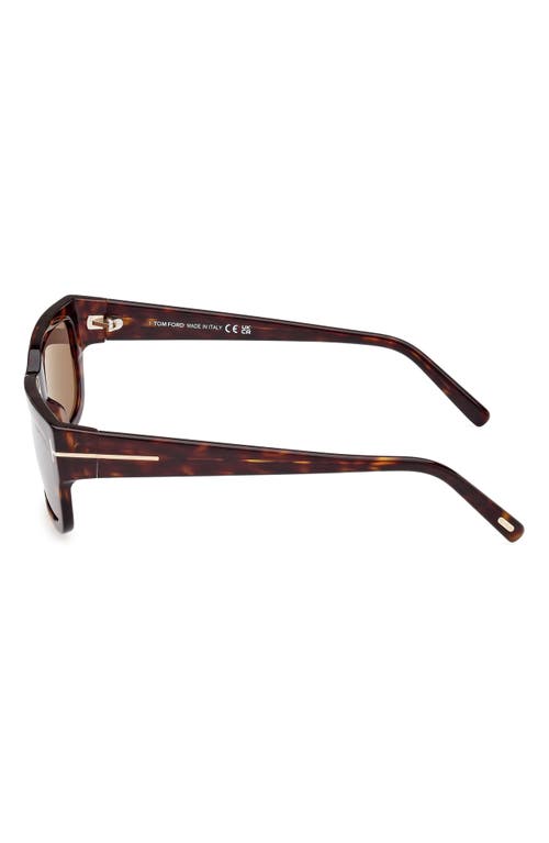 Shop Tom Ford Ezra 54mm Rectangular Sunglasses In Shiny Havana/roviex Mirror