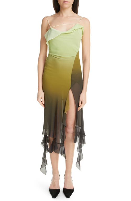 Acne Studios Delouise Asymmetric Ombré Ruffle Chiffon Dress at Nordstrom