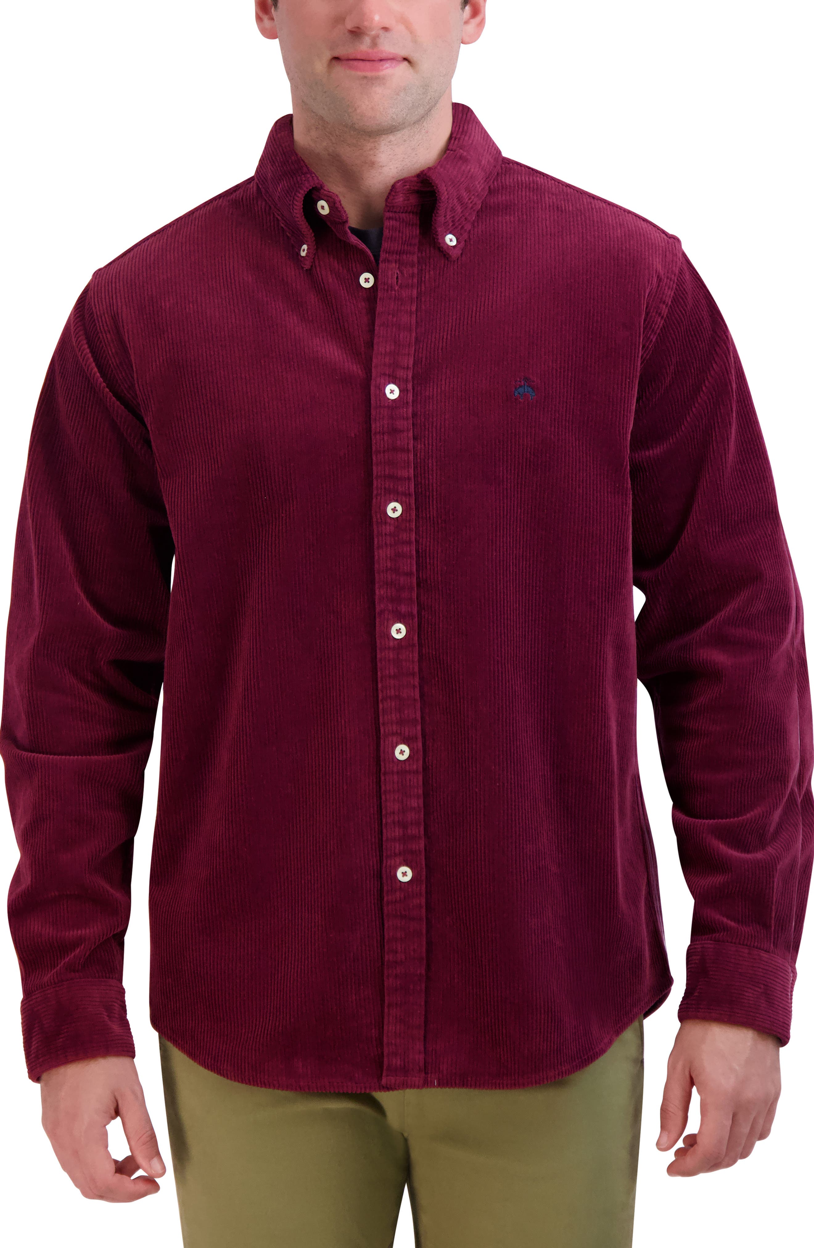 slim solid stretch corduroy shirt