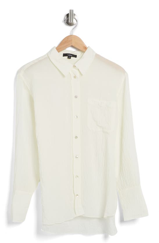 Shop Lulus Modern Sensibility Gauze Button-up Shirt In Ivory