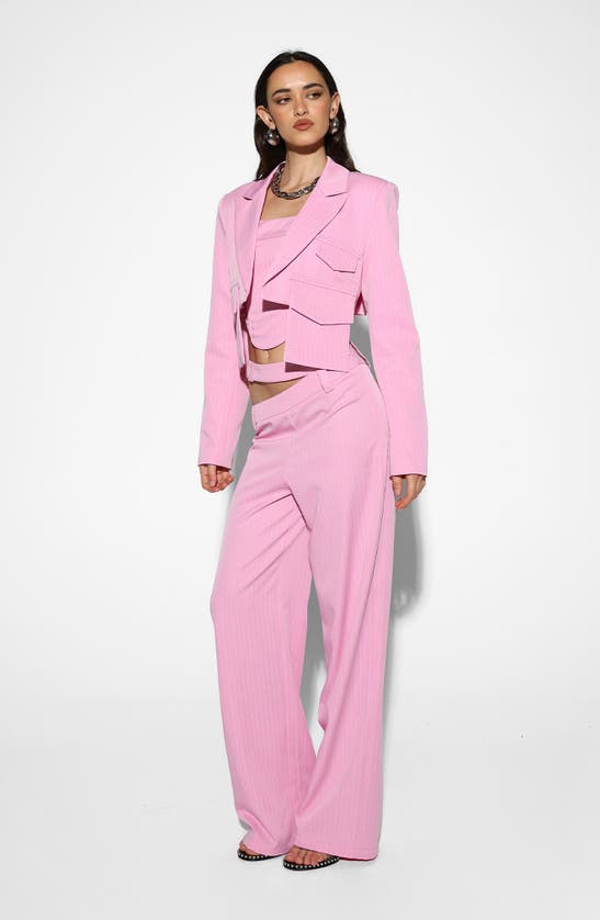 Shop By.dyln Hendrix Stripe Crop Blazer In Pink Pin Stripe