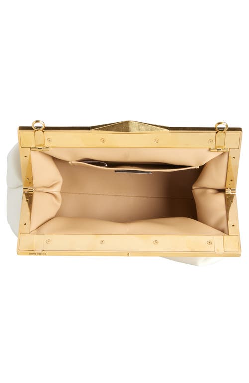 Shop Jimmy Choo Diamond Leather Frame Clutch In Latte