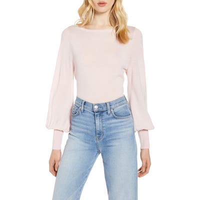 Halogen Bishop Sleeve Merino Wool Blend Sweater, Pink