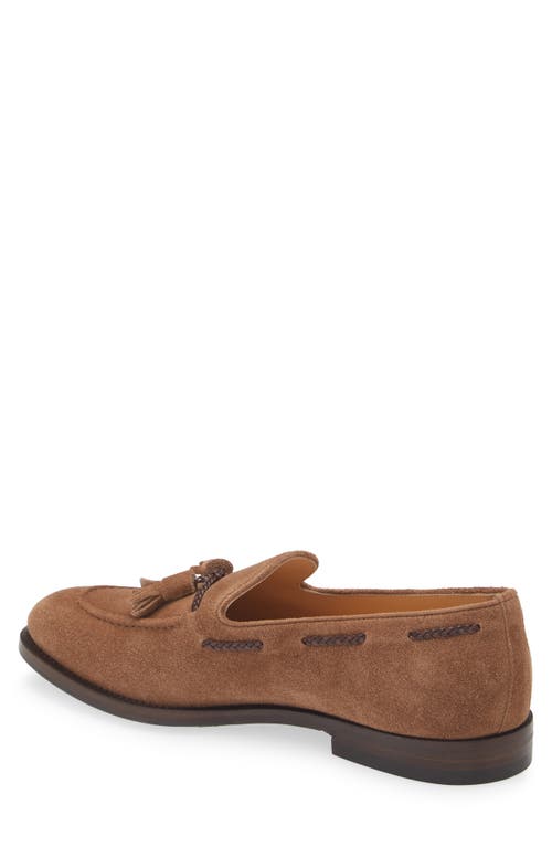 Shop Brunello Cucinelli Tassel Detail Suede Loafer In C8831 Castagna