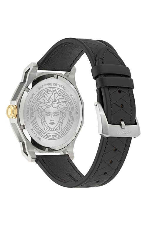 Shop Versace Medusa Deco Leather Strap Watch, 43mm In Stainless Steel