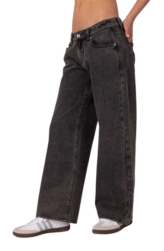 Edikted Raelynn Washed Wide Leg Jeans In Black-washed