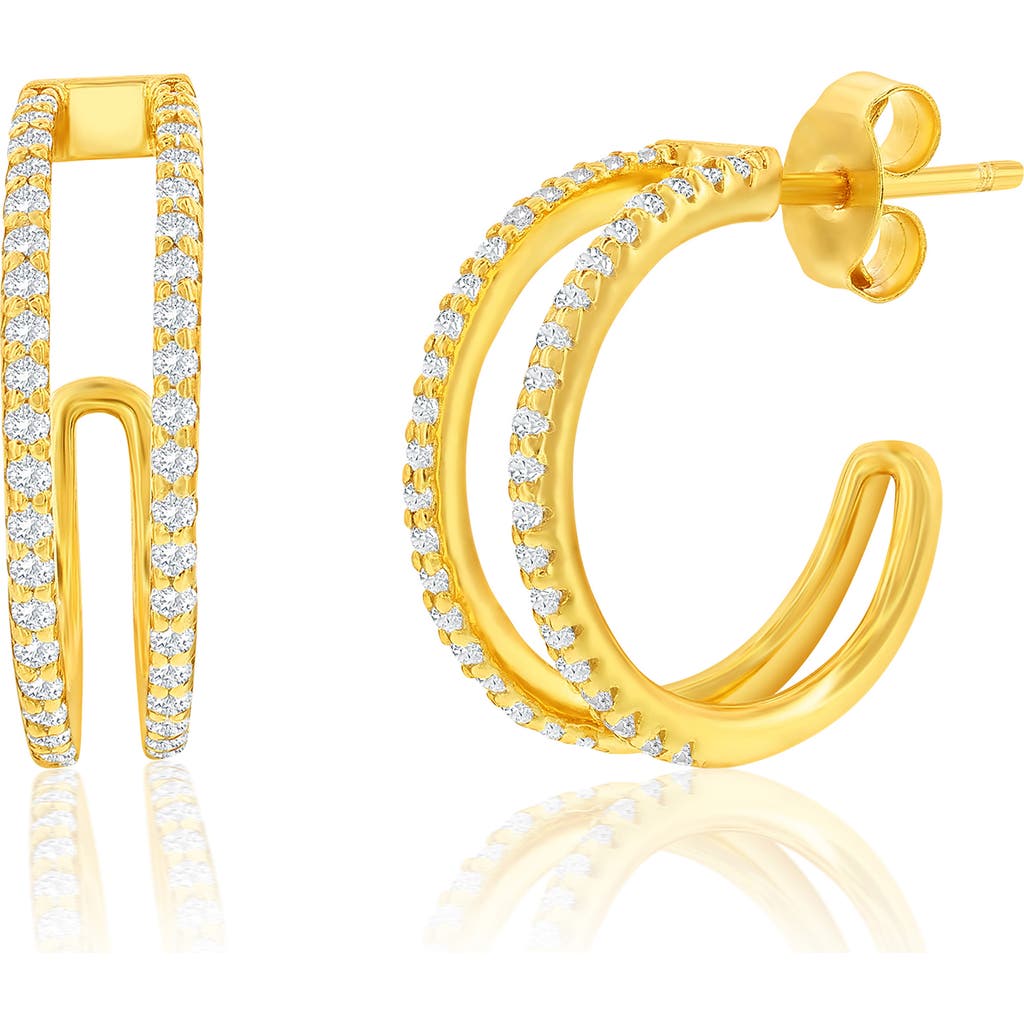 Simona Cubic Zirconia Double Hoop Earrings In Gold