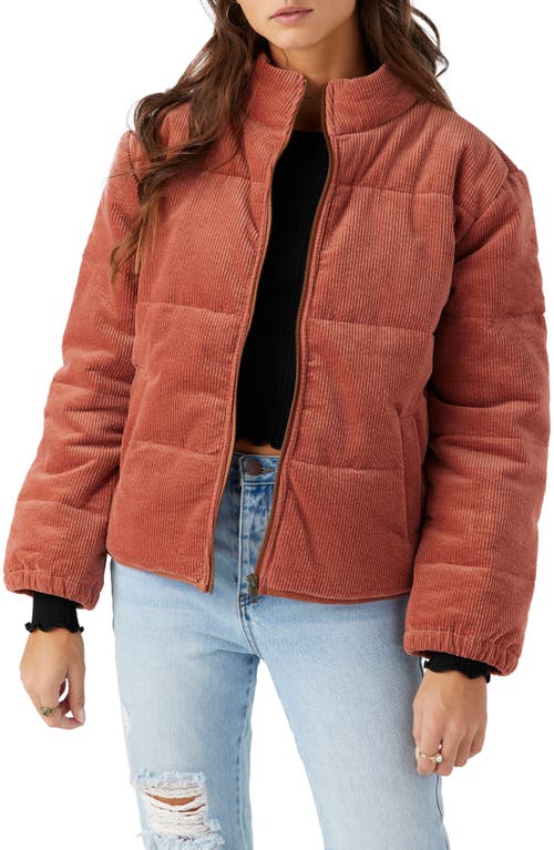 Shop O'neill Novah Quilted Corduroy Jacket In Cedar Wood