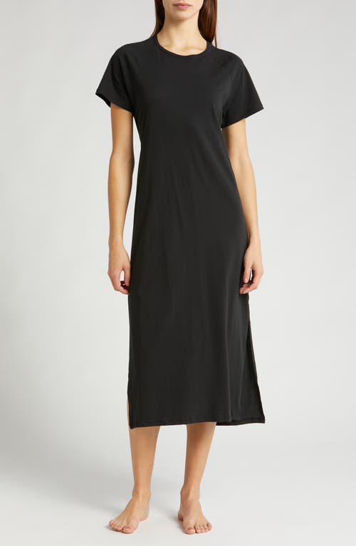 Short Sleeve Organic Pima Cotton Nightgown in Immersed Black