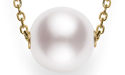 Shop Mikimoto Akoya Pearl Necklace In Pearl/yellow Gold