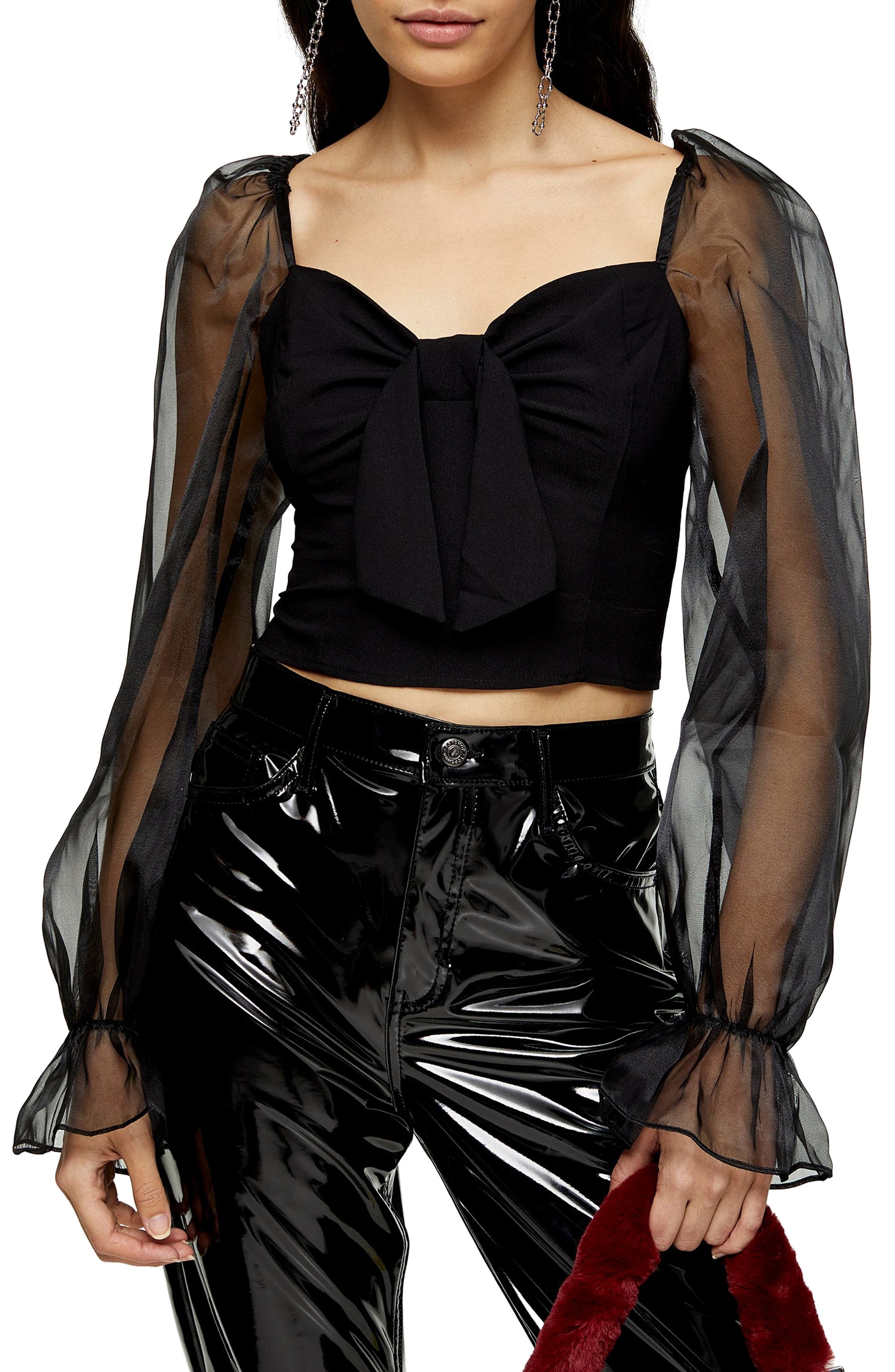 Organza Sheer Sleeve Crop Top Nordstrom