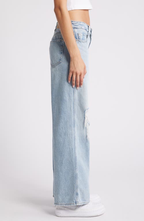 Shop Pacsun Ripped Baggy Wide Leg Jeans In Shiloh Light Blue Wash