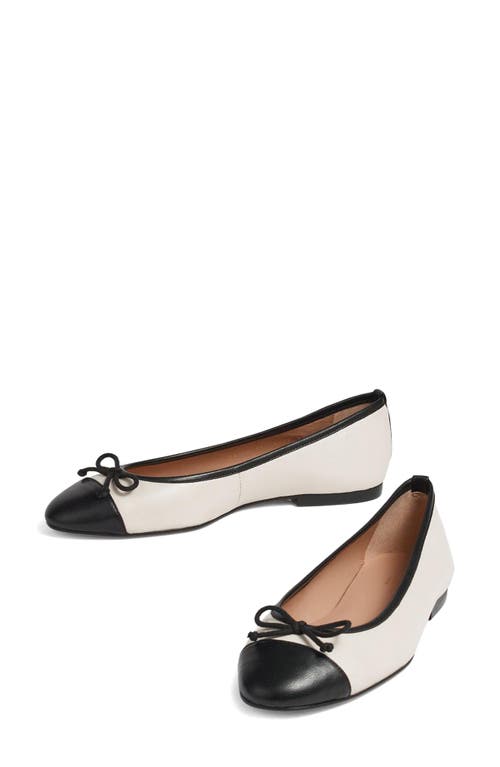 Shop Lk Bennett Kara Cap Toe Ballet Flat In White/black