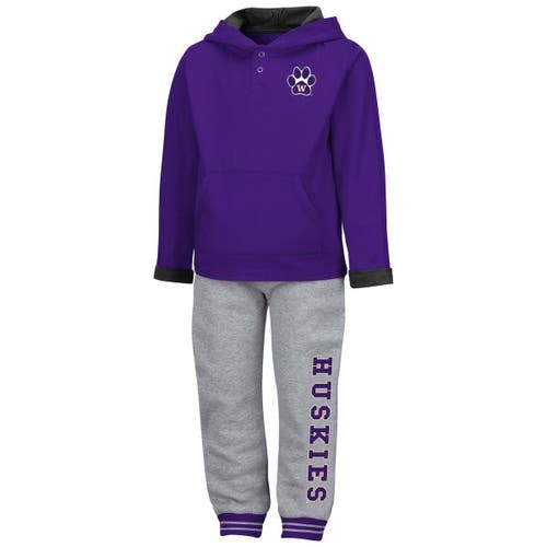 Toddler Colosseum Purple/Heathered Gray Washington Huskies Poppies Pullover Hoodie and Sweatpants Set