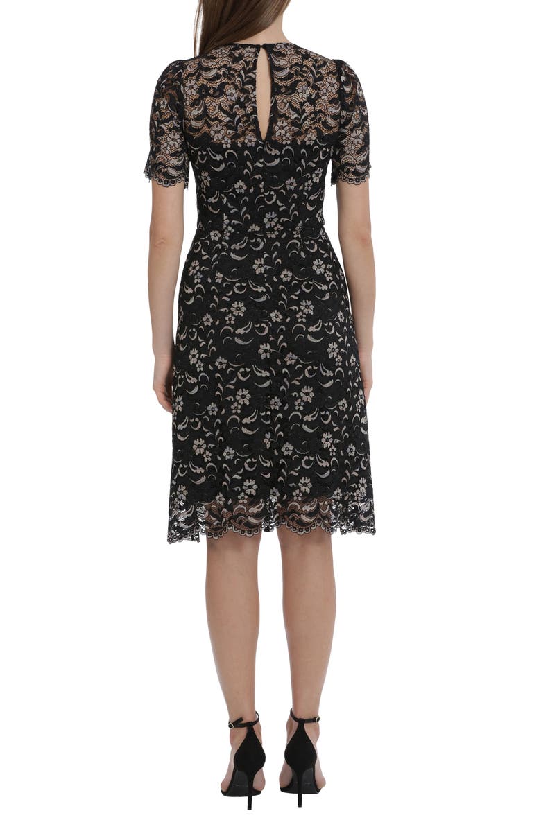 Maggy London Navy Blue Multi Print Sheath Dress
