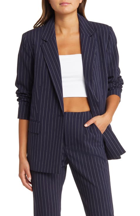 Adrienne Vittadini, Jackets & Coats, Adrienne Vittadini Fitted Blazer  Striped In A Cotton Linen Blend Lined