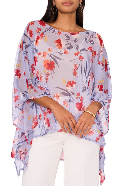 Chaus Floral Overlay Mesh Cape in Denim at Nordstrom
