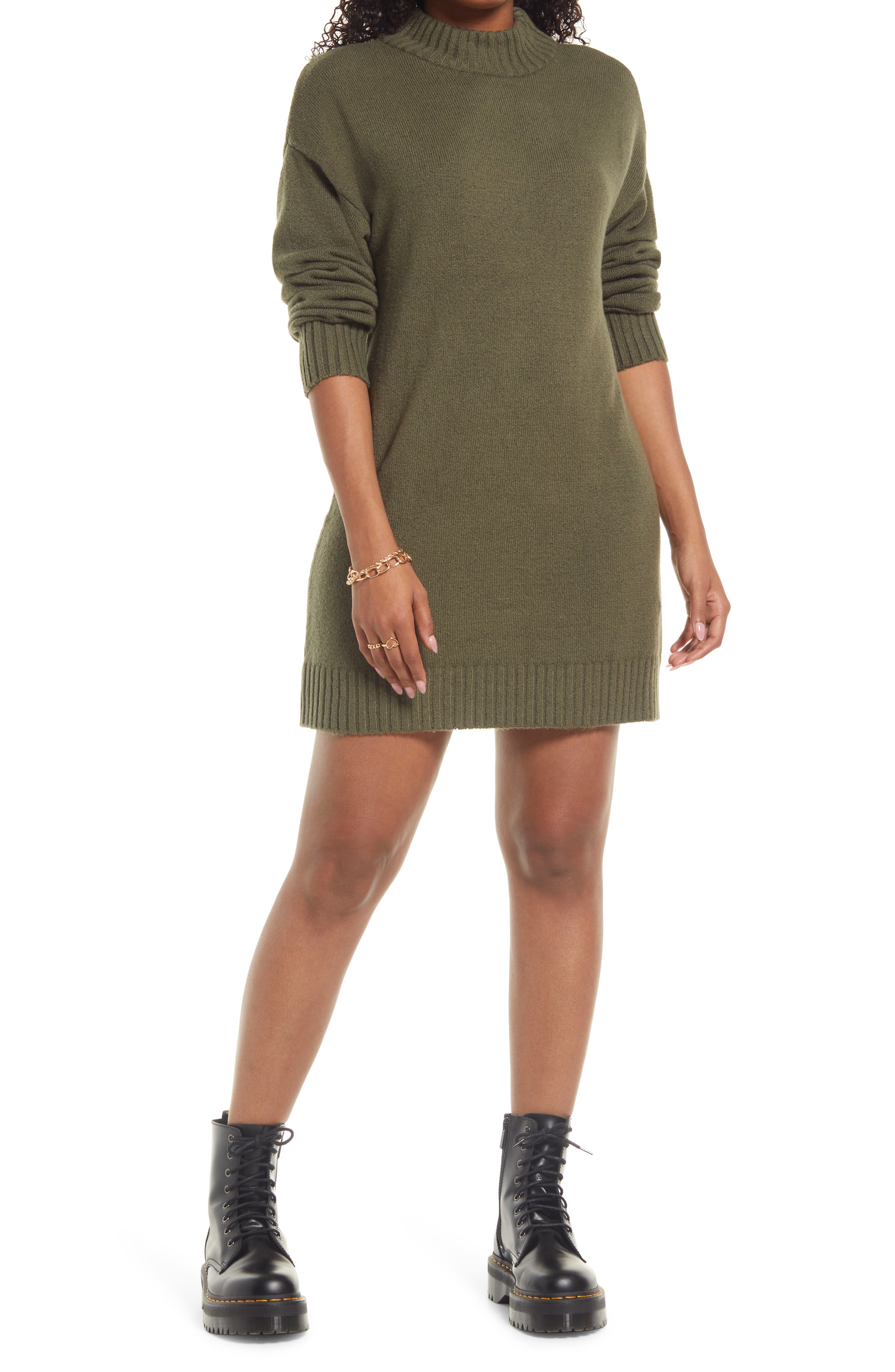 women's green sweater dress