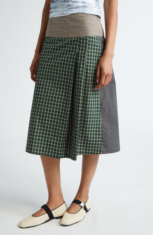 Shade Plaid Cotton Midi Skirt in Earth