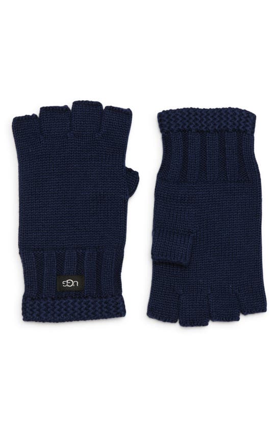 Ugg Knit Fingerless Gloves In Navy