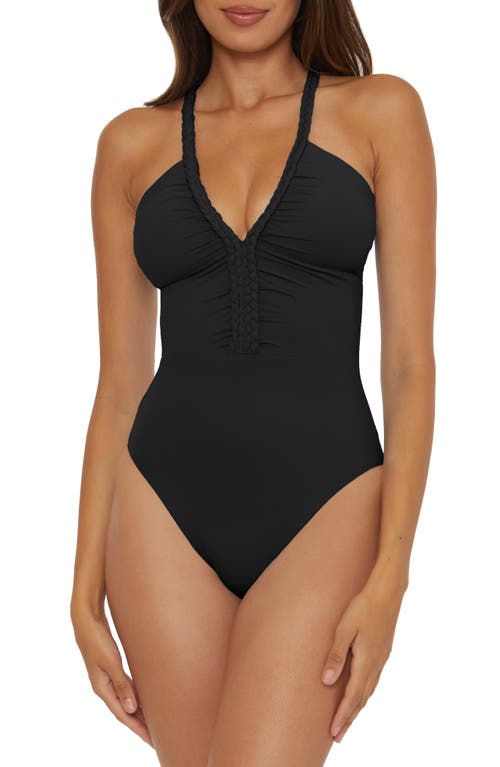 Braid Trim One-Piece Swimsuit in Black