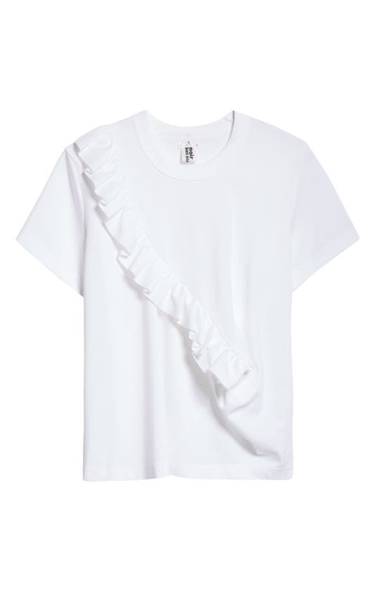 Shop Noir Kei Ninomiya Ruffle Detail Ponte Knit T-shirt In White