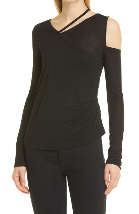 black cold shoulder top
