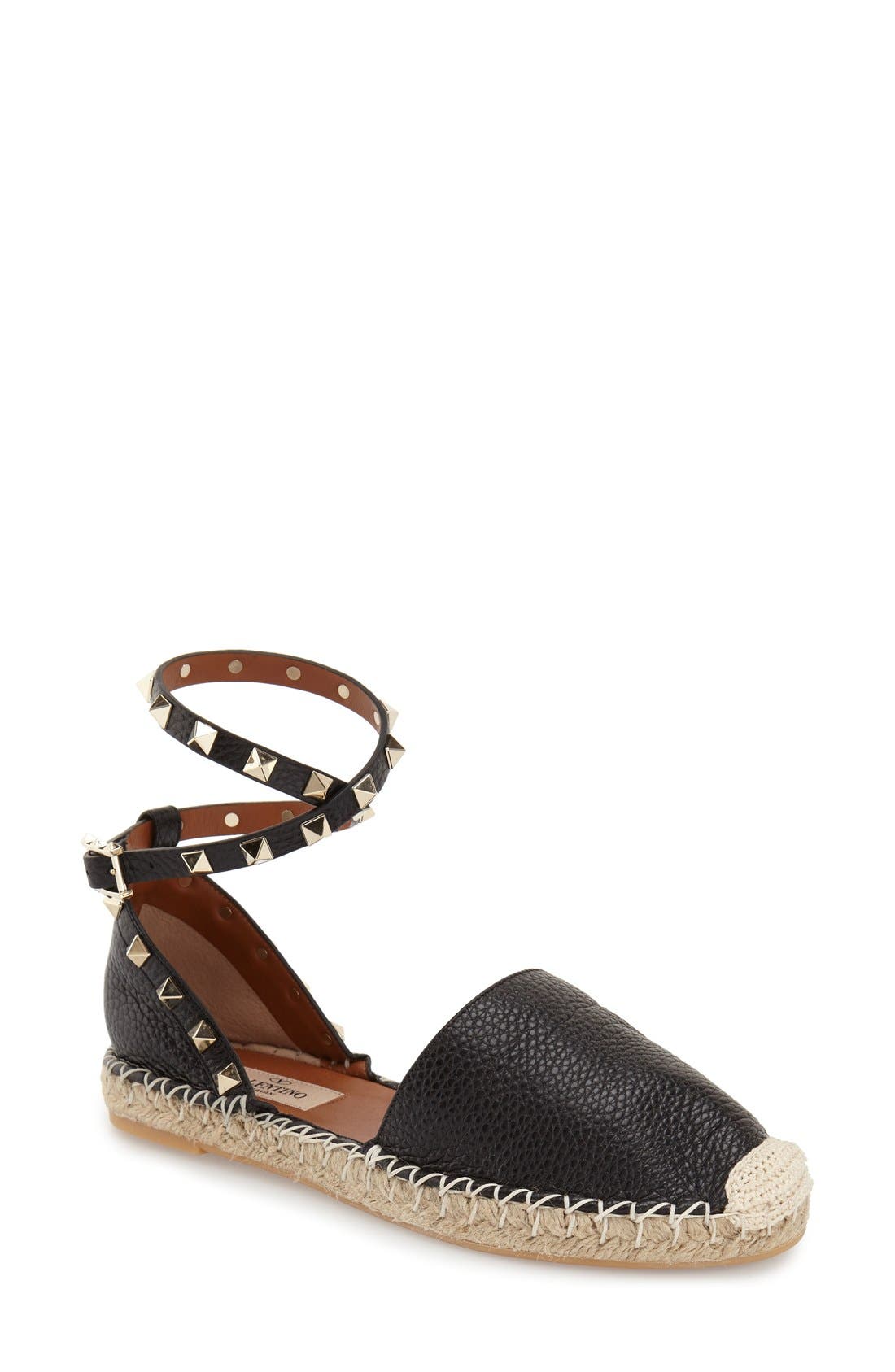 VALENTINO GARAVANI 'Rockstud' Ankle Strap Espadrille (Women) Nordstrom