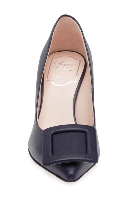 Roger Vivier Viv In The City Leather Buckle Pumps In Blue Chiaro
