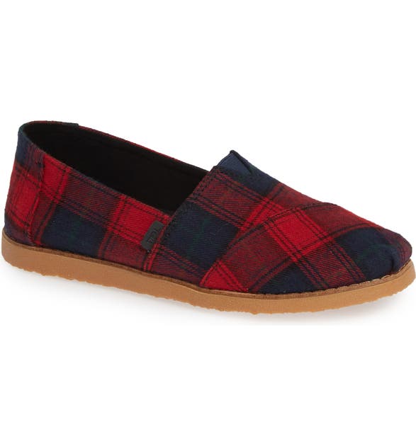 Toms Classic Canvas Slip-on In Red Tartan Fabric